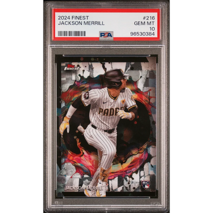 PSA graded Jackson Merrill 2024 Finest rookie card, perfect for collectors