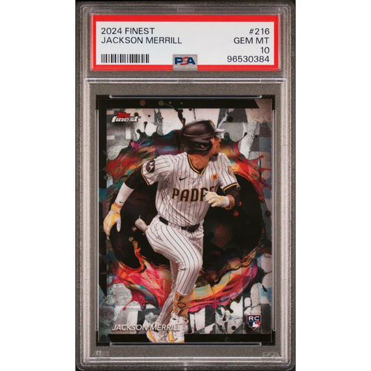 PSA graded Jackson Merrill 2024 Finest rookie card, perfect for collectors