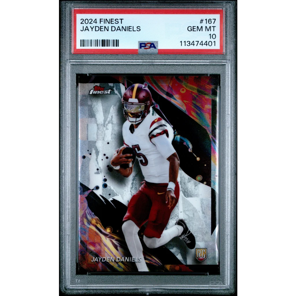 2024 Jayden Daniels football card graded PSA GEM MT 10 by professional sports authenticator