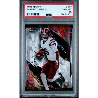 2024 Jayden Daniels football card graded PSA GEM MT 10 by professional sports authenticator