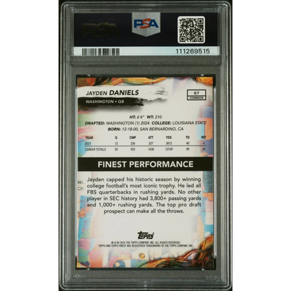 Graded 2024 Topps Finest Jayden Daniels #67 Rookie RC Football Card PSA 10 Gem Mint | PSA 10 Gem Mint Graded Rookie Card | vintageantiquesgifts.com