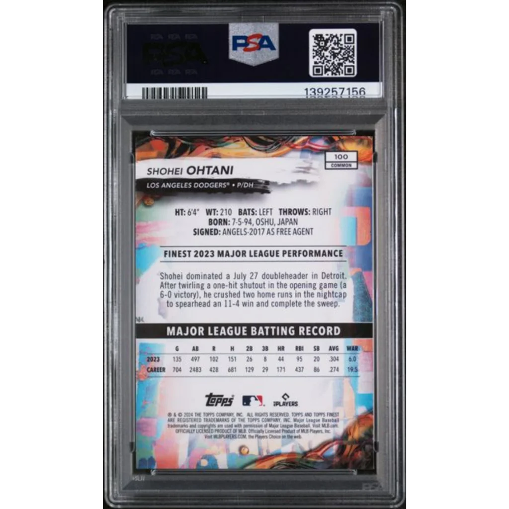 PSA 10 Graded 2024 Topps Finest Shohei Ohtani #100 Dodgers Card