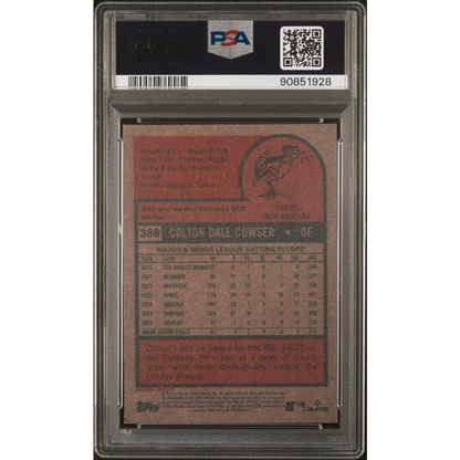 Graded Colton Cowser 2024 Topps Heritage Baseball Card in PSA case