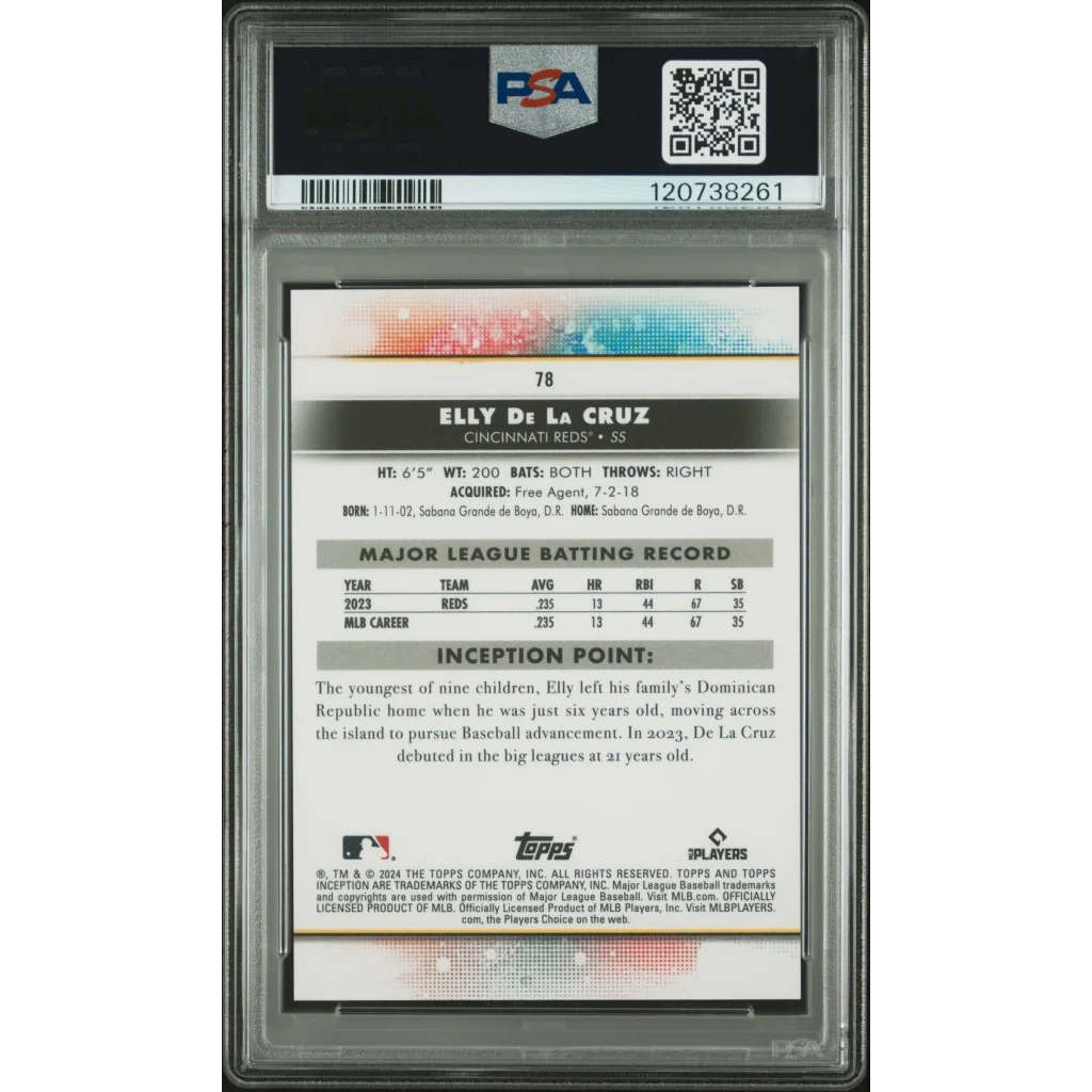 PSA 10 graded 2024 Topps Inception Elly De La Cruz rookie card