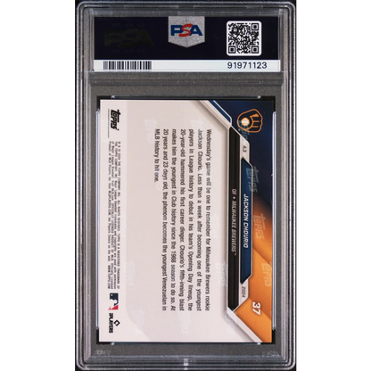 PSA 10 Graded 2024 Topps Now Jackson Chourio #37 Rookie Card Slab