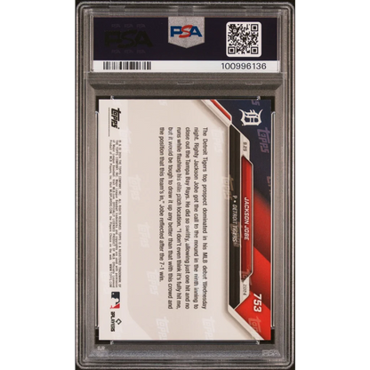 Graded 2024 Topps Now Jackson Jobe #753 Rookie RC Baseball Card PSA 10 Gem Mint | PSA 10 Gem Mint Graded Rookie Card | vintageantiquesgifts.com