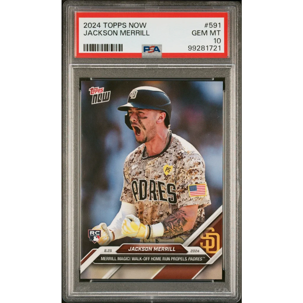 Graded Jackson Merrill Padres Rookie Card by Professional Sports Authentic, PSA sports authenticator