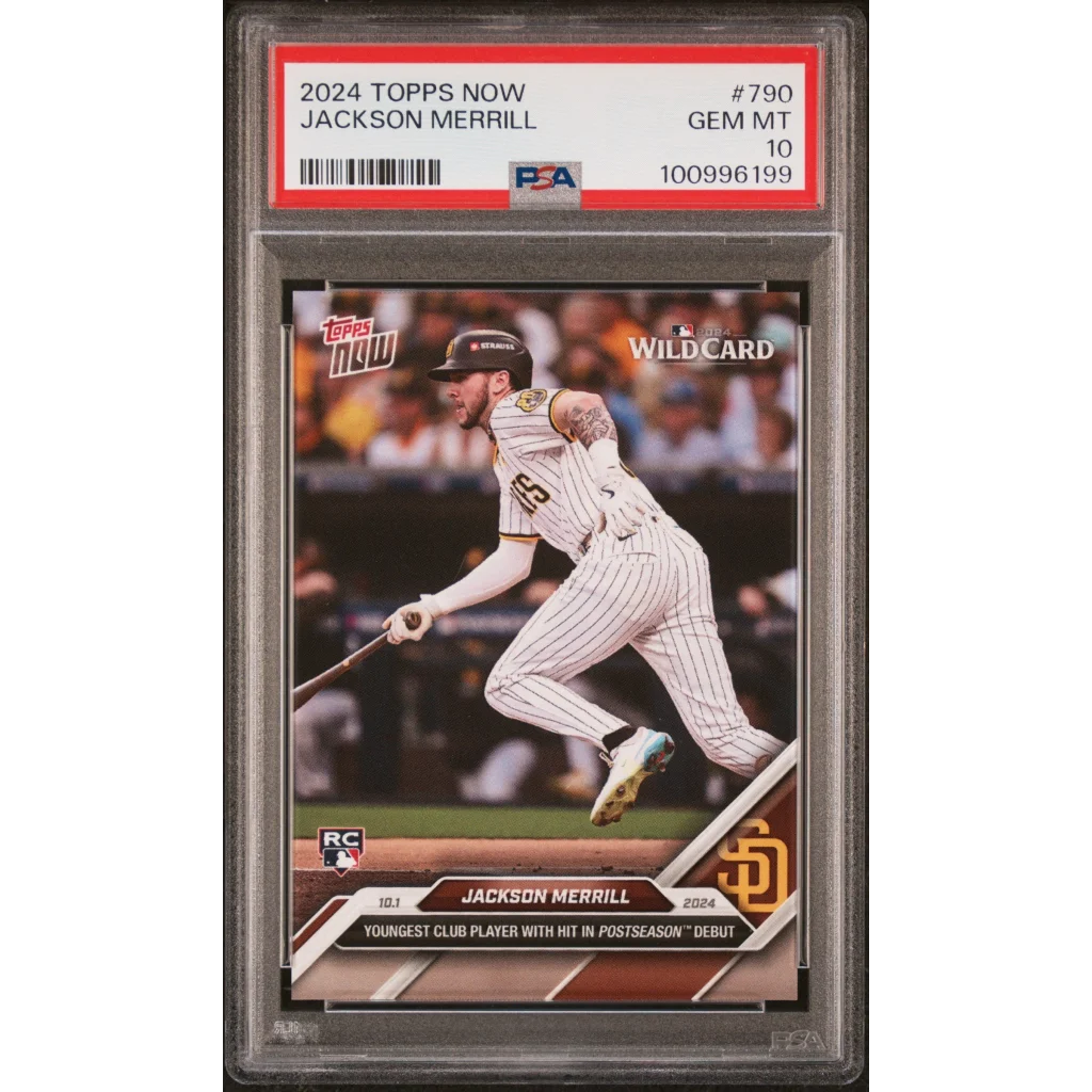 Graded 2024 Topps Now Jackson Merrill #790 Rookie RC PSA 10 Gem Mint Card