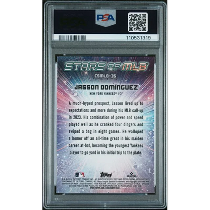 Graded 2024 Topps Jasson Dominguez #CSMLB35 Stars of MLB Chrome Rookie RC Baseball Card PSA 10 Gem Mint | PSA 10 Gem Mint Graded Rookie Card | vintageantiquesgifts.com