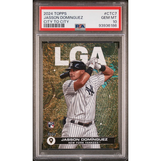 PSA GEM MT 10 Jasson Dominguez City to City baseball card by professional sports authenticator