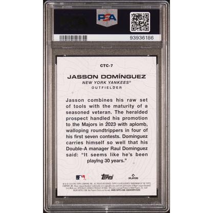 Graded 2024 Topps Jasson Dominguez #CTC7 City to City Rookie RC Baseball Card PSA 10 Gem Mint | PSA 10 Gem Mint Graded Rookie Card | vintageantiquesgifts.com