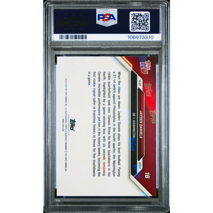Jayden Daniels PSA graded rookie football card Gem Mint football card display