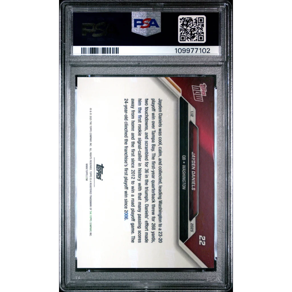 Graded 2024 Topps Now Jayden Daniels #22 Rookie RC Football Card PSA 10 Gem Mint | PSA 10 Gem Mint Graded Rookie Card | vintageantiquesgifts.com