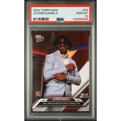 PSA graded 2024 Topps Now Jayden Daniels rookie card from professional sports authenticator