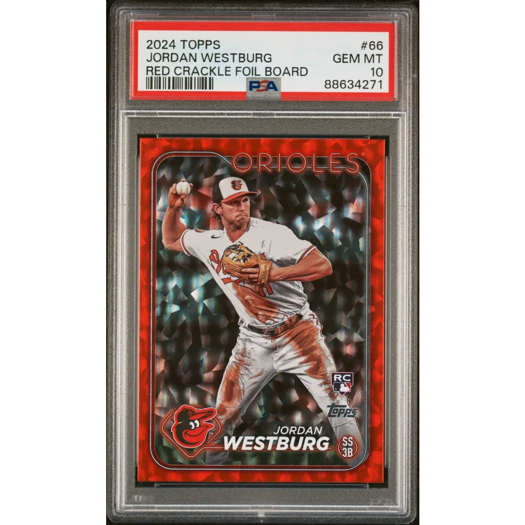 Graded PSA 10 2024 Topps Jordan Westburg Red Crackle Foil Rookie Card