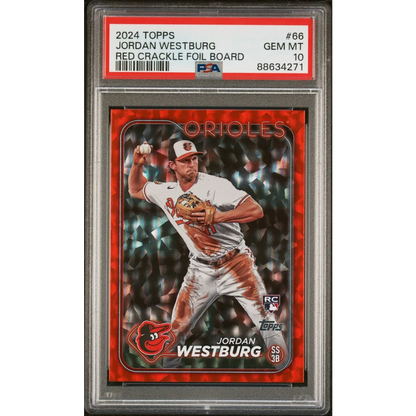 Graded PSA 10 2024 Topps Jordan Westburg Red Crackle Foil Rookie Card