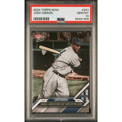 Graded 2024 Topps Now Josh Gibson #241 Baseball Card PSA 10 | Hall of Fame Sports Memorabilia | vintageantiquesgifts.com