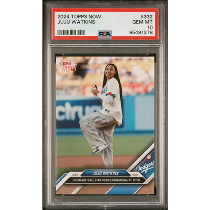 A graded 2024 Topps Now JuJu Watkins baseball card PSA GEM MT 10