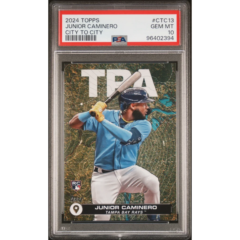 PSA graded Junior Caminero 2024 Topps Rookie Card by professional sports authenticator