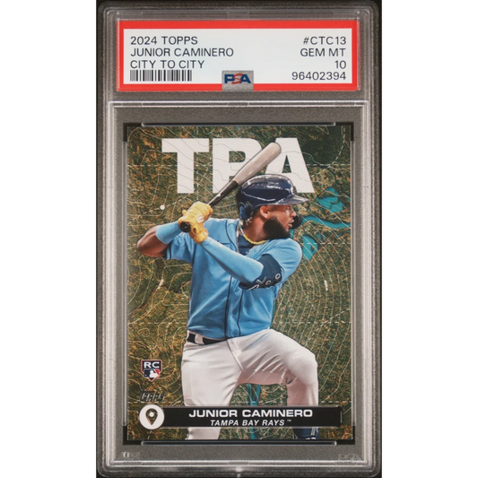 PSA graded Junior Caminero 2024 Topps Rookie Card by professional sports authenticator