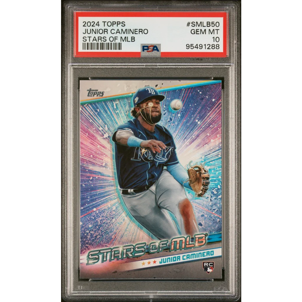 High-quality 2024 Topps Junior Caminero Stars of MLB rookie card graded GEM MT 10
