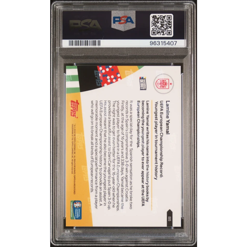 Graded 2024 Topps Now Lamine Yamal #5 Rookie RC Soccer Card PSA 10