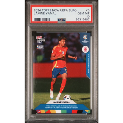 Graded PSA 10 2024 Topps Now Lamine Yamal #5 Rookie RC Soccer Card