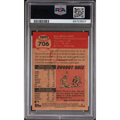 Graded 2024 Topps Living Elly De La Cruz #706 Rookie RC Baseball Card PSA 10 Gem Mint | PSA 10 Gem Mint Graded Rookie Card | vintageantiquesgifts.com