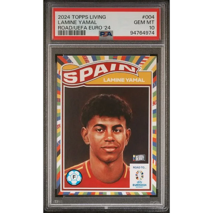 PSA Graded Lamine Yamal 2024 Topps Living Soccer Card showing vibrant design