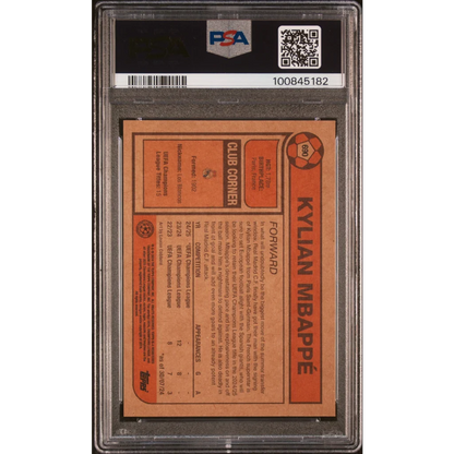 PSA 10 Gem Mint Kylian Mbappé 2024 Topps Living soccer card in sleeve