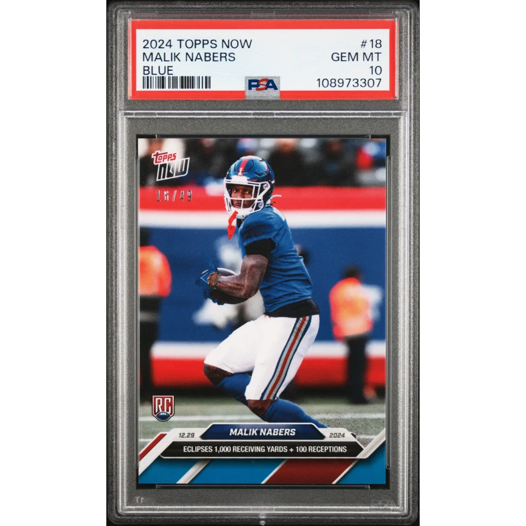 PSA 10 Malik Nabers Blue Rookie Card 2024 Topps Now football graded GEM MT 10