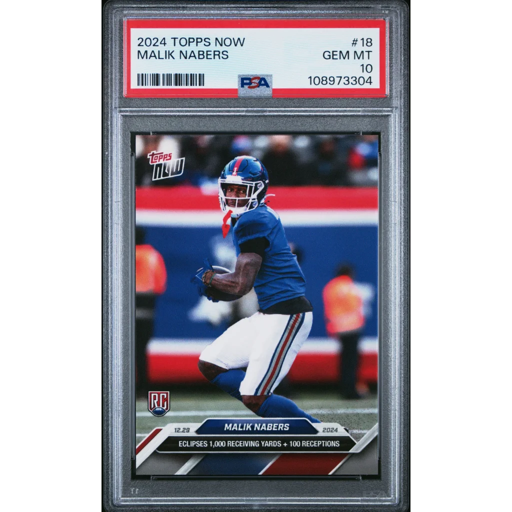 Graded 2024 Topps Now Malik Nabers #18 Rookie RC Football Card PSA 10 Gem Mint | Hall of Fame Sports Memorabilia | vintageantiquesgifts.com