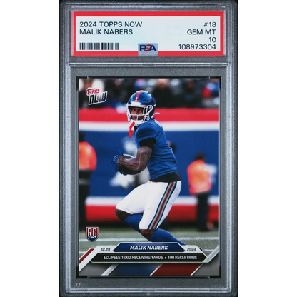 Graded 2024 Topps Now Malik Nabers #18 Rookie RC Football Card PSA 10 Gem Mint | Hall of Fame Sports Memorabilia | vintageantiquesgifts.com
