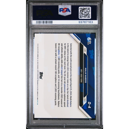PSA Graded Malik Nabers Rookie Football Card on display in a cool product shot