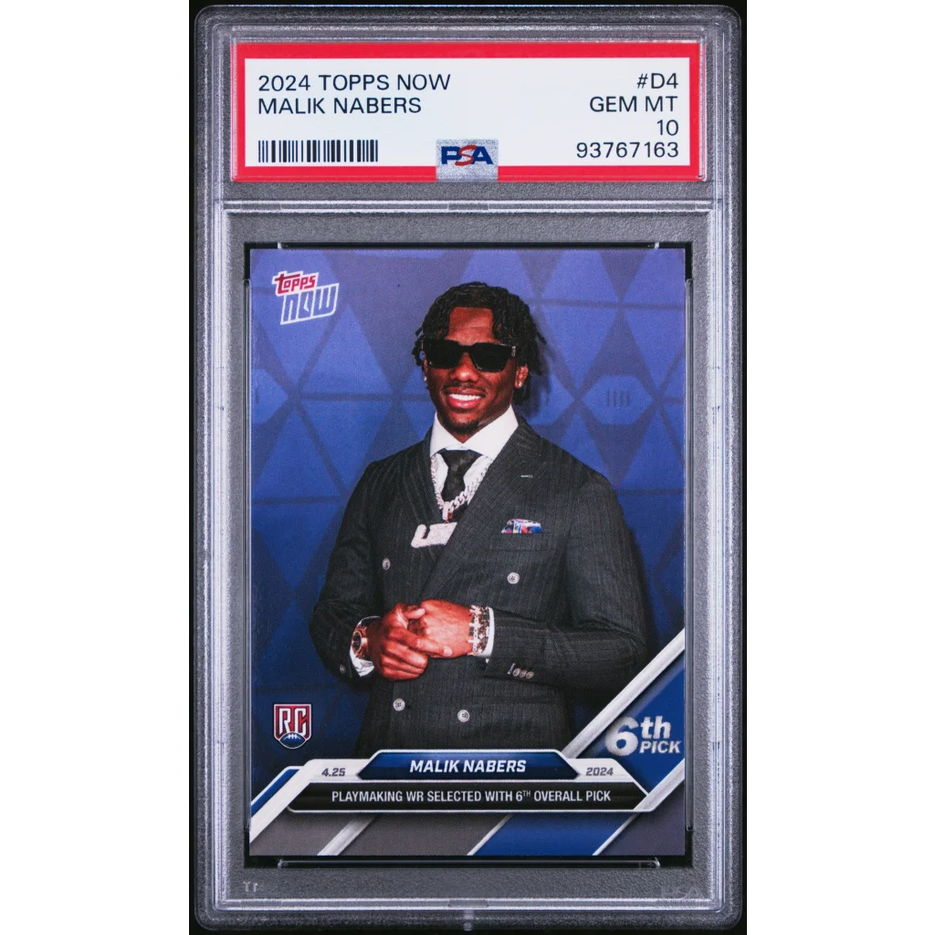 Graded 2024 Topps Now Malik Nabers #D4 Rookie RC Football Card PSA 10 Gem Mint | Hall of Fame Sports Memorabilia | vintageantiquesgifts.com
