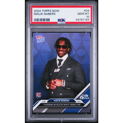Graded 2024 Topps Now Malik Nabers #D4 Rookie RC Football Card PSA 10 Gem Mint | Hall of Fame Sports Memorabilia | vintageantiquesgifts.com