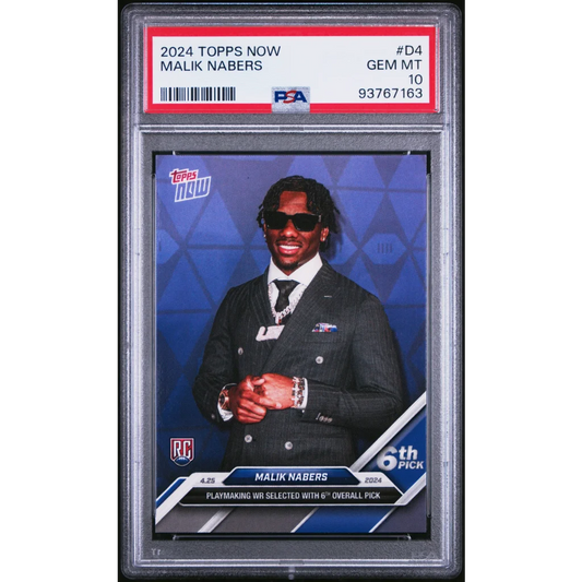 Graded 2024 Topps Now Malik Nabers #D4 Rookie RC Football Card PSA 10 Gem Mint | Hall of Fame Sports Memorabilia | vintageantiquesgifts.com