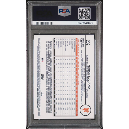 Graded Marco Luciano 2024 Topps Rookie Card in PSA slab for collectors