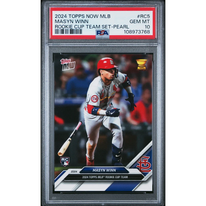 Graded 2024 Topps Now Masyn Winn #RC5 Rookie Cup Team Set Pearl Rookie RC Baseball Card PSA 10 Gem Mint | Hall of Fame Sports Memorabilia | vintageantiquesgifts.com