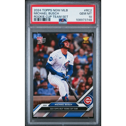 PSA Graded Michael Busch Topps Now MLB Rookie Cup Team baseball card for collectors