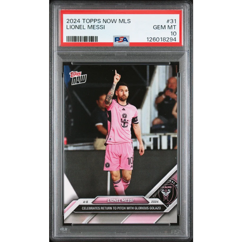 Graded PSA 10 Gem MT 10 2024 Topps Now MLS Lionel Messi #31 pink jersey card
