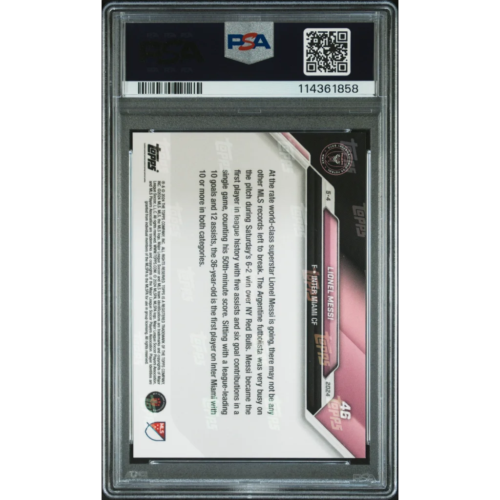 Graded PSA 10 2024 Topps Now MLS Lionel Messi #46 soccer card in slab