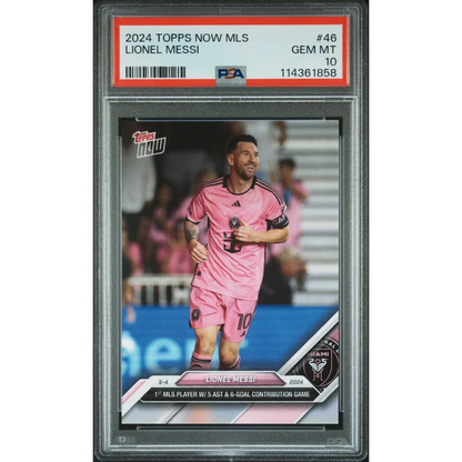 Graded PSA 10 2024 Topps Now MLS Lionel Messi #46 pink outfit card