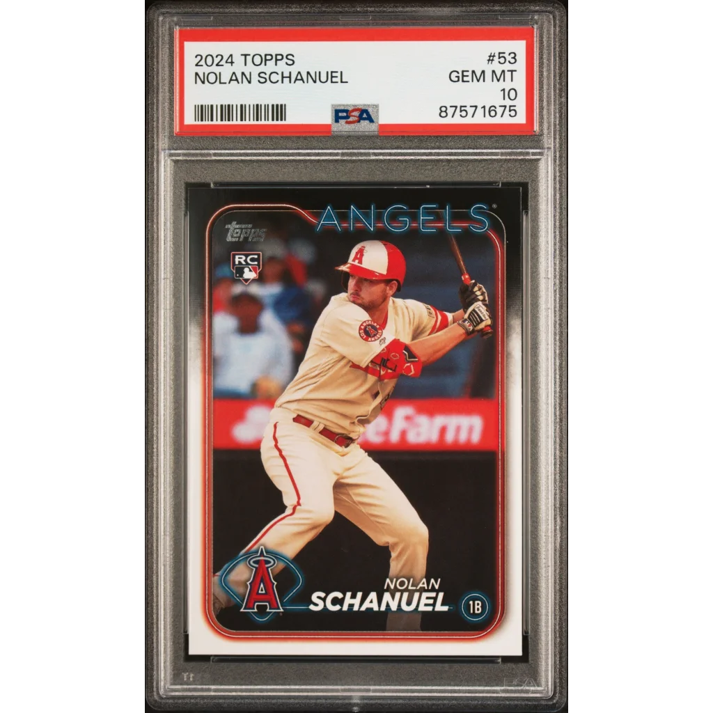 Graded PSA 10 2024 Topps Nolan Schanuel #53 Rookie RC in batting stance