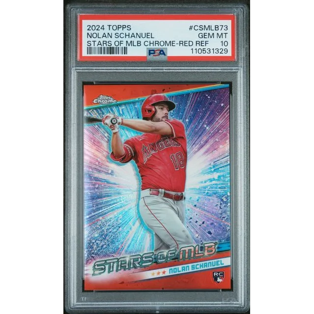 Graded 2024 Topps Nolan Schanuel #CSMLB73 /75 Stars of MLB Chrome Red Refractor Rookie RC Baseball Card PSA 10 Gem Mint | Hall of Fame Sports Memorabilia | vintageantiquesgifts.com