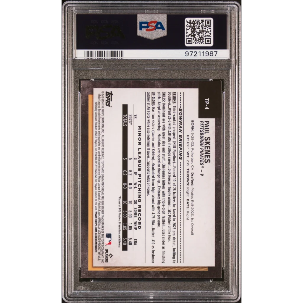 Graded Paul Skenes 2024 Topps NSCC Silver Pack Prospects baseball card