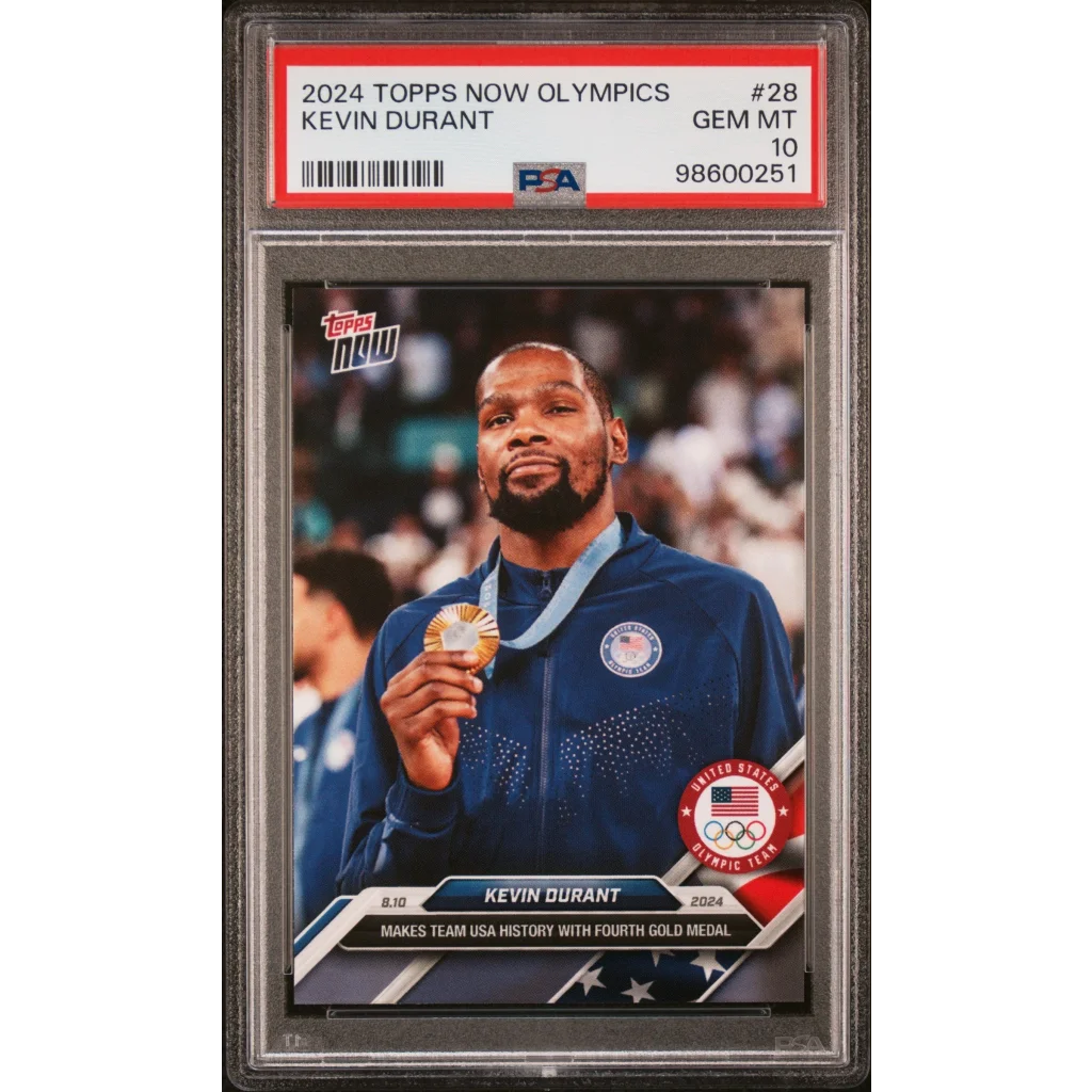 PSA-graded 2024 Topps Now Kevin Durant Olympics basketball card GEM MT 10