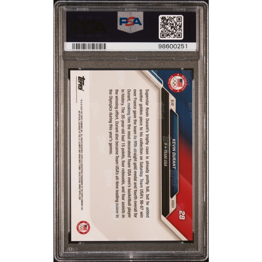 Graded Kevin Durant basketball card PSA 10 2024 Olympics Gem Mint collectible