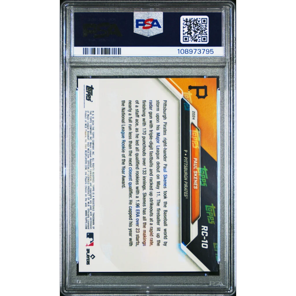 Graded 2024 Topps Now Paul Skenes #RC10 Rookie Cup Team Set Rookie RC Baseball Card PSA 10 Gem Mint | PSA 10 Gem Mint Graded Rookie Card | vintageantiquesgifts.com