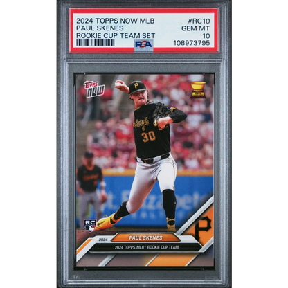 Graded 2024 Topps Now Paul Skenes #RC10 Rookie Cup Team Set Rookie RC Baseball Card PSA 10 Gem Mint | Hall of Fame Sports Memorabilia | vintageantiquesgifts.com